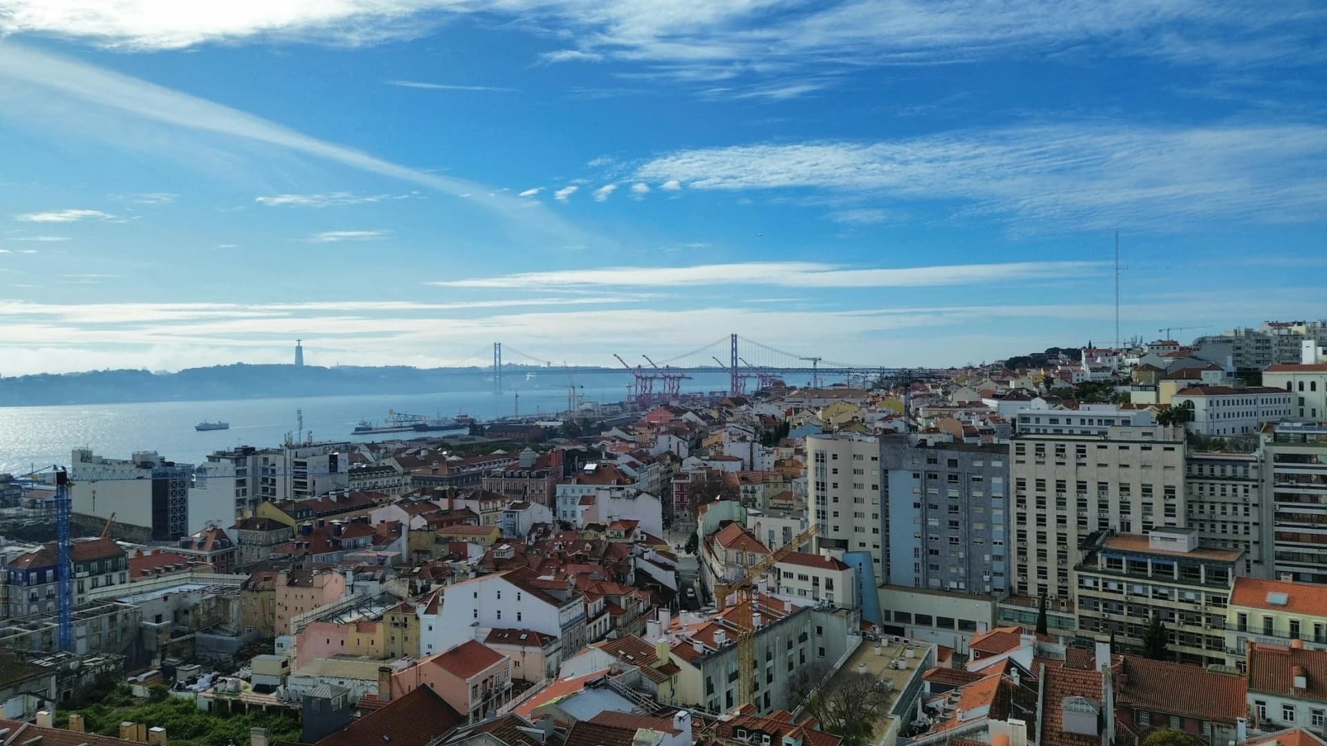 Lisbon rooftops and the Tagus River